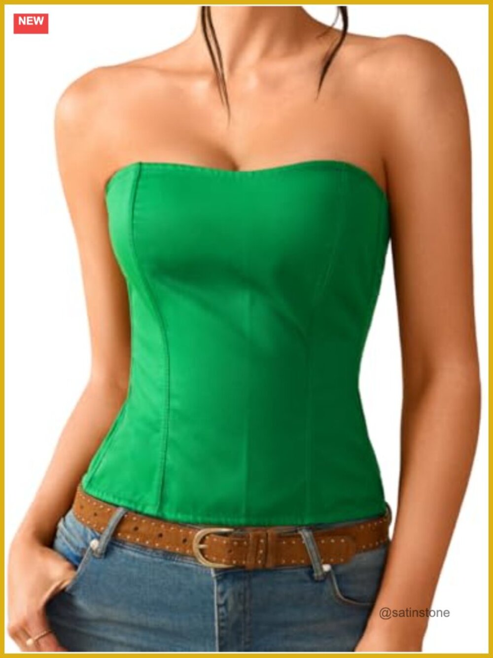 Strapless Corset Top Boned Lace-Up Bustier
